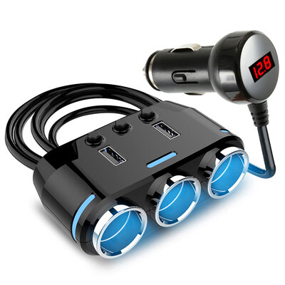 

Quick Charger Dual USB Car Charger 3-Way Cigarette Lighter Socket Splitter Adapter