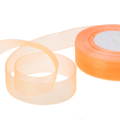 

25mm 50 YardsRoll Silk Organza Transparent Ribbon DIY Making Christmas Ribbons for Wedding Party Decoration Webbing Crafts Gifts
