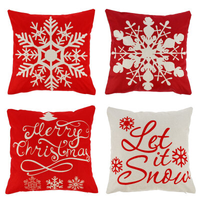 

Willstar Christmas Pillow Cover Cotton Linen Decorative Pillowcases Christmas Snowflake Sofa Cushion Cover for Home Christmas