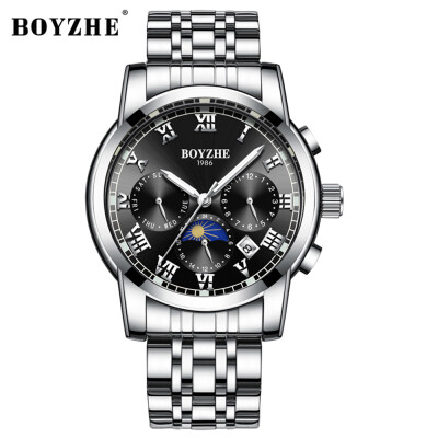 

BOYZHE WL001-G Watch Luminous Waterproof Business Sports Full-automatic Mechanical Men Stainless Steel Wrist Watch with Gift Box