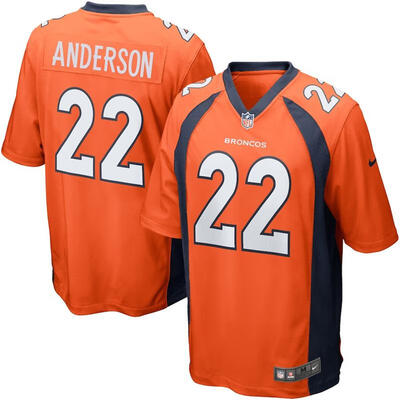 

Mens Football Jersey Denver Broncos CJ Anderson Orange Game Jersey