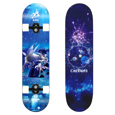 

COOL BOARD Skateboard Beginner Teen Adult Brush Street Travel Double Rocker Men&Women Four Wheels Flash Scooter Constellation Capricorn - Flash Wheel