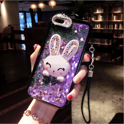 

Love Heart Stars Glitter Stars Cartoon Rabbit Stand Phone Case For Samsung Galaxy S8 Dynamic Liquid Quicksand Back Cover