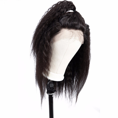 

Italian Yaki Kinky Straight Full Lace Human Hair Wig With Baby Hair Short Brazilian Virgin Remy Full Lace Wig Natural Preplucked