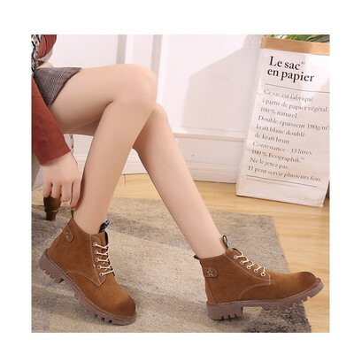 

Round head low with Martin boots female British wind 2018 new students retro short boots female thick with a single boots autumn