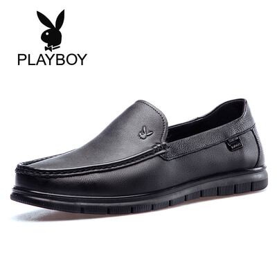 

Playboy PLAYBOY mens leather light business casual one pedal set foot driving shoes men D210516WA9 black 43