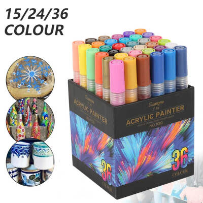 

Willstar 36Pcs Acrylic Paint Marker art Pens Water Based Any Surface Rock Glass Fabric US