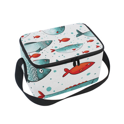 

ALAZA Lunch Box Funny Fishes Insulated Lunch Bag Large Cooler Tote Bagfor Men Women