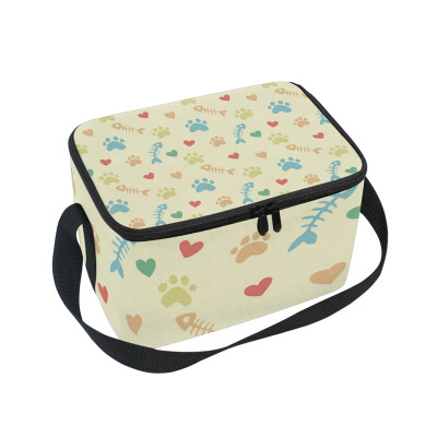 

ALAZA Lunch Box Insulated Cats Paw Prints Lunch Bag Large Cooler Tote Bag for Men Women