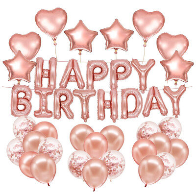 

Willstar Rose Gold Birthday Party Decorations Happy Birthday Banner 10pcs Confetti Balloon Set