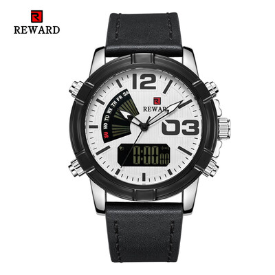 

REWARD 63092 Male Quartz Digital Movt Watch Leather Strap Sports Wristwatch