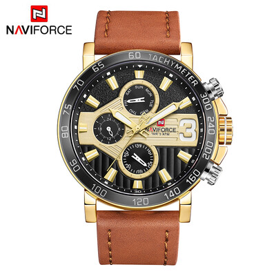 

NAVIFORCE NF9137 Man Watch Quartz Watch Leather 3ATM Waterproof Date Week Hour Watch