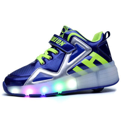 

NEW 2018 Children Wheel Shoes With LED Lighted Breathable Fashion Boy & Girls Roller Sneakers SPORT CASUAL For Kids