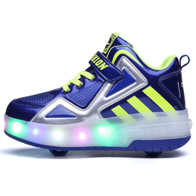 

NEW 2018 Children Wheel Shoes With LED Lighted Breathable Fashion Boy & Girls Roller Sneakers SPORT CASUAL For Kids