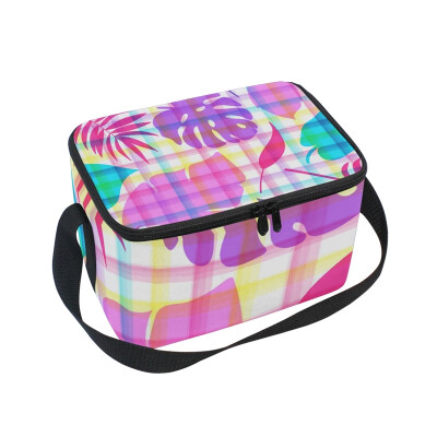 

ALAZA Lunch Box Insulated Lunch Bag Large Cooler Tote Bag Tropical Leaves for Men Women Girls Boys