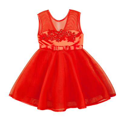 

Girls Dress Summer Sleeveless Crowned Crane Printing Dress Knee Length Cotton Lining Kids Party Gown 140CM