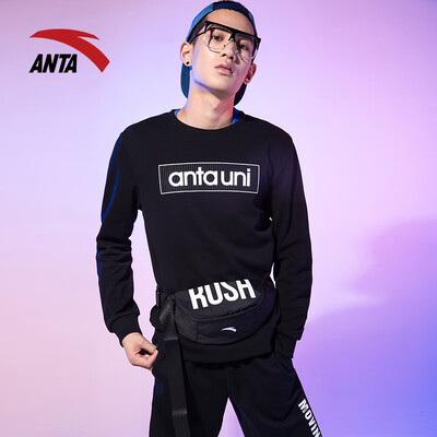 

Anta ANTA 95839730 Mens Shirt Long Sleeve T-Shirt Autumn New Sportswear Mens Casual Fashion Sports Turtleneck Shield BlackPure White  Men 170