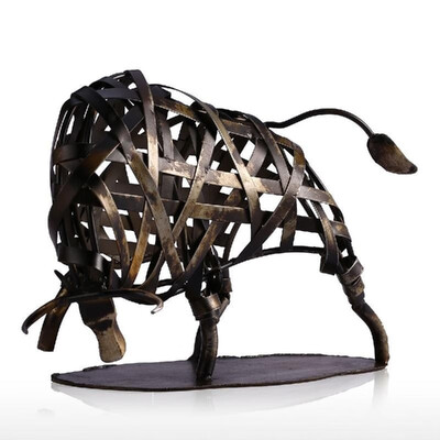 

TOOARTS Metal Sculpture Iron Braided Cattle Home Furnishing Articles Handmade Crafts
