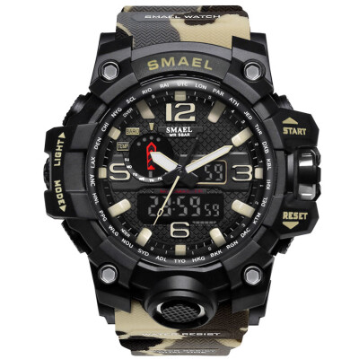 

Mens Stylish Sports Multi-function Electronic Waterproof Camouflage Watch Dual Display Wristwatches