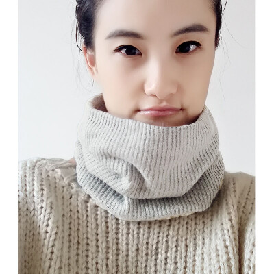 

Winter Men Women Scarf Fleece Thicken Neckerchief Unisex Wool Neck Warmer Ribbed Knitted Scarves