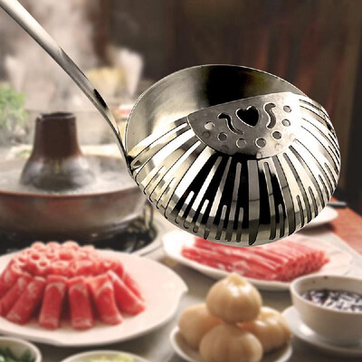 

Stainless Steel 2 in 1 Soup Ladle Hot Pot Skimmer Colander Strainer Filter Long Handle Soup Spoon Multi Function Kitchen Cooking T