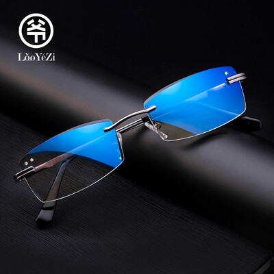 

Laozi LaoYeZi7066 anti-blue reading glasses unisex diamond trimming frameless reading glasses HD comfortable not dizzy old man old light glasses gun frame 200 degrees