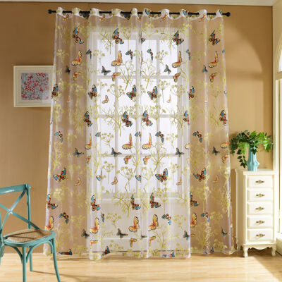 

Curtains Butterfly Pattern Valances Tulle Voile Balcony Curtain Drape Panel Room Decor New