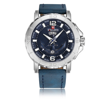 

Naviforce Leather Strap Sports Watches Men Quartz Clock Military Wrist Design