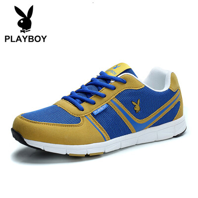 

Playboy PLAYBOY fashion versatile mesh sports shoes mens lightweight breathable DA51036 sapphire blue yellow 41