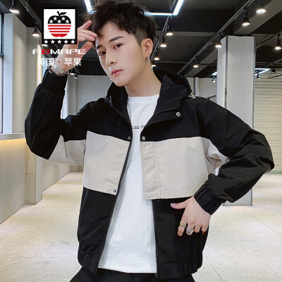 

American Apple AEMAPE Jacket Men 2019 Spring New Mens Jacket Mens Slim Hooded Fashion Casual Korean Trends Tops Mens Mens 9001 Black Khaki XL