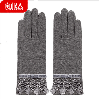 

Antarctic gloves female winter warm plus velvet fashion Korean students riding driving points thin section touch screen ladies gloves NW-260 gray one yard