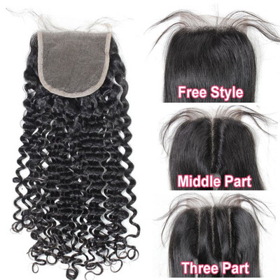 

Lace top closure 44" Deep Curly Human hair medium brown Swiss lace