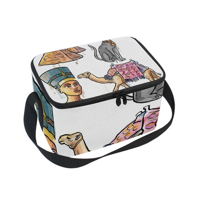 

ALAZA Lunch Box Ancient Egypt Elements Insulated Lunch Bag Large Cooler Tote Bagfor Men Women