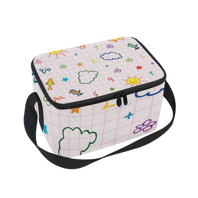 

ALAZA Lunch Box Insulated Lunch Bag Large Cooler School Hand Draw Pattern Tote Bag