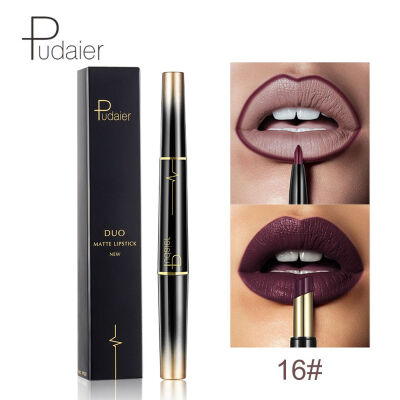 

Pudaier 2 in 1 16 Color New Double Ended Sexy Lasting Matte Lipstick Waterproof Lipliner Lipstick Pencil