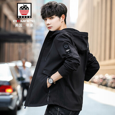 

AEMAPEAmerican Apple Jacket Mens Jacket 2019 Spring New Slim Hooded Mens Fashion Casual Trendy Baseball Clothes J1913 Black M