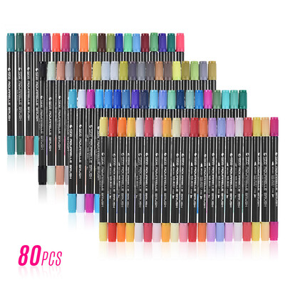 

80 Colors Set Marker Marking Pen Twin Tip Brush Sketch Pens Water Based Ink for Graphic Manga Drawing Designing