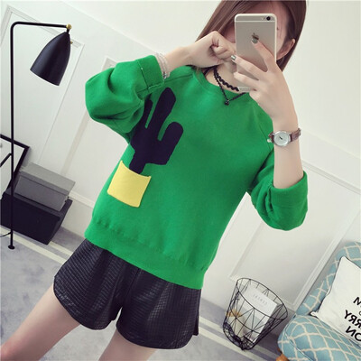 

Autumn&winter 2018 short round collar long sleeve womens long sleeve han version blouse pullover small sweater jacket