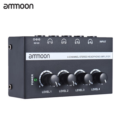 

ammoon HA400 Ultra-compact 4 Channels Mini Audio Stereo Headphone Amplifier with Power Adapter