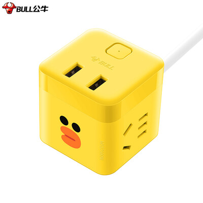 

LINE FRIENDS joint name Bull BULL GNV-UU212S Sally Rubiks Cube USB socket plug-in board Strip wiring board 2 holes 2USB port length 15 meters