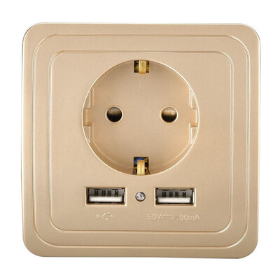

Wall charger adapter dual usb port 5V 16A electric charger adapter eu plug socket switch charging outlet panel