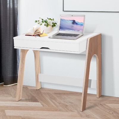 

33" Wood Modern Flip Top Writing Desk with Storage - White&Oak