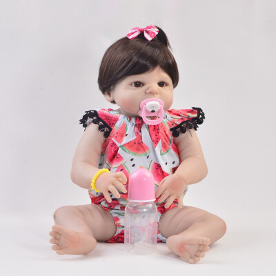 

Lifelike 23 Inch Reborn Baby Doll Whole Silicone Realistic Princess Newborn Girl Doll Toy For Kid Birthday Gift Gold Hair