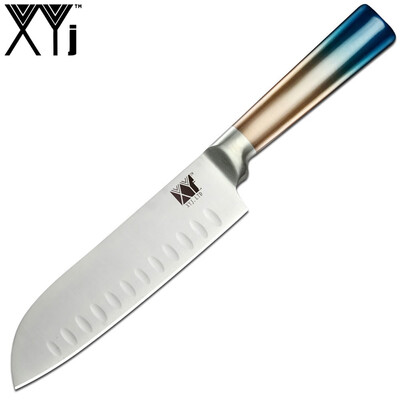 

XYj Kitchen Knives Stainless Steel Blade 7" inch Santoku Knife Non Slip Handle Stainless Steel Kitchen Knife