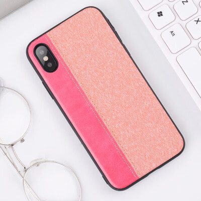 

Phone Case for Apple iPhone X Denim Cloth PU Leather Slicing Design Phone Case Back Cover Phone Shell