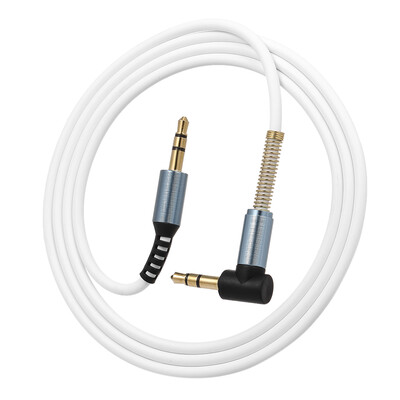 

35mm Audio Cable Jack Male to Male 90 Degree Right Angle Stereo Car Phone Laptop Auxiliary Audio Extension CableWhite