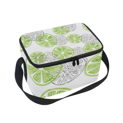 

ALAZA Insulated Lunch Box Lime Pattern Lunch Bag for Men Women Portable Tote Bag Cooler Bag