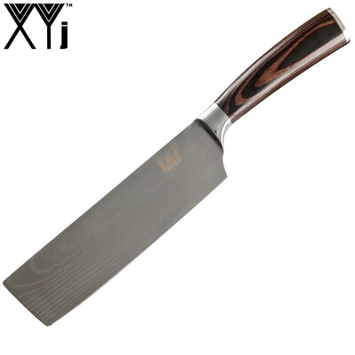 

Beauty Pattern Blade Stainless Steel Kitchen Knife XYj High Grade 7 inch Chopping Knife Color Wood Handle Cleaver Kitchen Knives