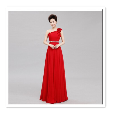 

2018 evening dress long wedding dress fashion wedding toast clothing bride bridesmaid dress long shoulder slim evening dress