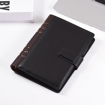 

A5 PU Loose-leaf Spiral Notebook Binder Business Planner Dairy Agenda Vintage Office Stationery w Card Photo Slot Pen Holder Magn